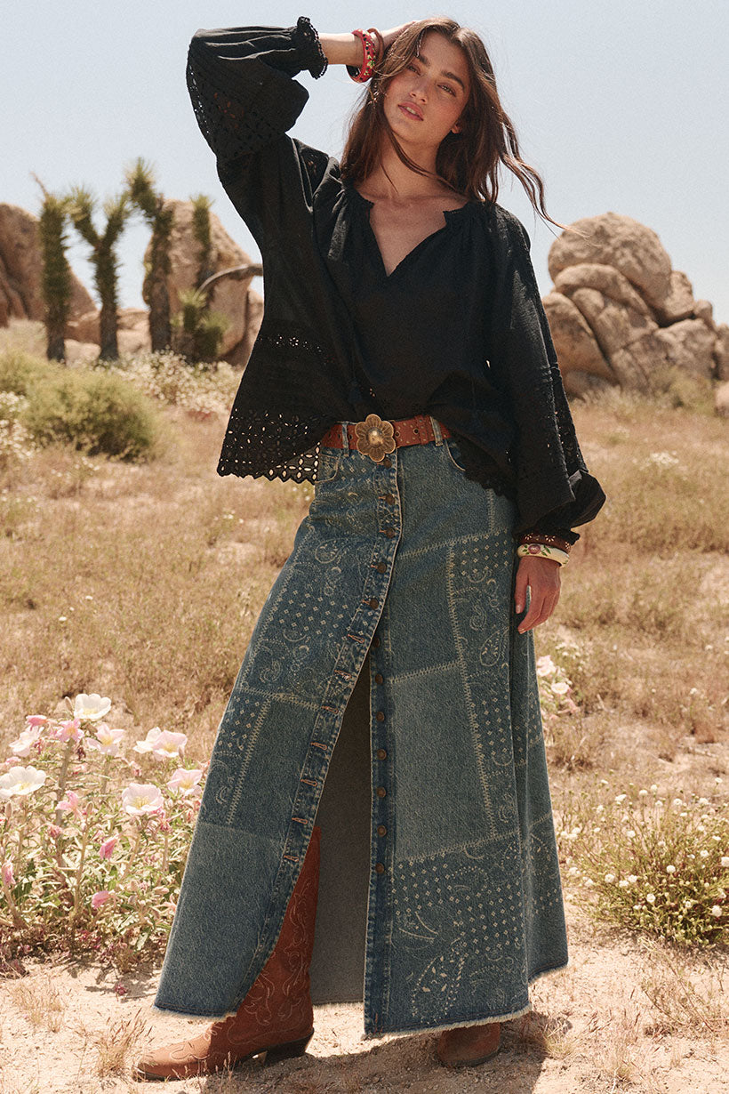 Road Trip Denim Maxi Skirt